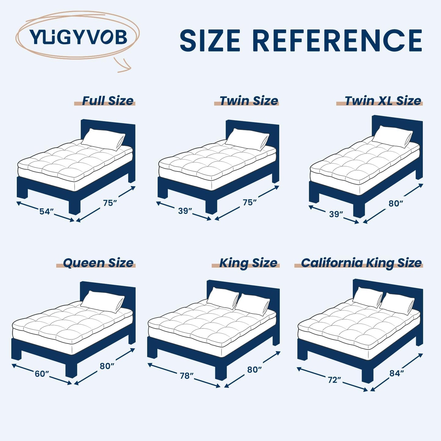 YUGYVOB Full Size Mattress Pad Extra Thick, Cooling, and Breathable Mattress Topper 8-21" Deep Pocket Soft Down Alternative Fi
