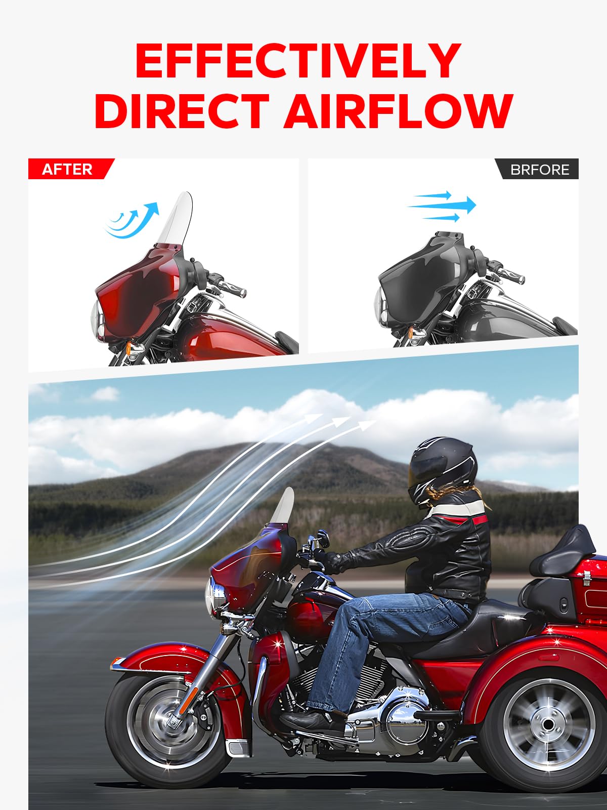 Amazicha Clear 13" Windshield Round Windscreen Wind Splitter Wind Deflector Compatible for 1996-2013 Harley Davidson Touring Electra Glide Ultra Classic Street Glide Ultra limited Tri Glide FLHT FLHX