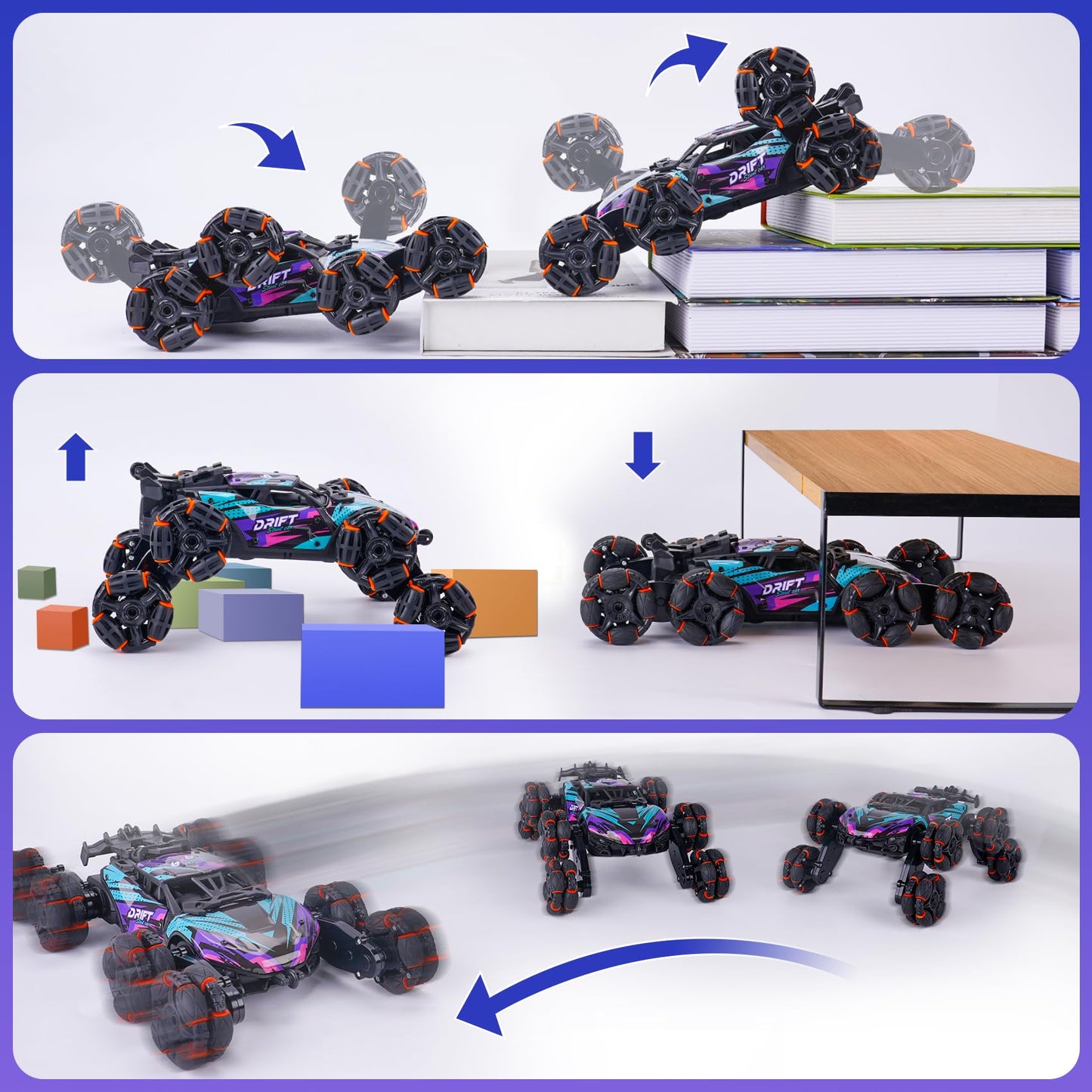 NEXBOX Cool 8 Wheels Hand Controlled RC Stunt Car Toys, Xmas Gifts and Birthday Presents for Kids, Gesture Sensing Remote Control Cars for Boys Age 6 7 8-10 11 12 Year Old