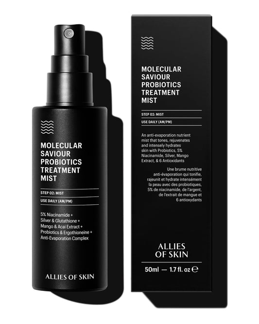 Allies of Skin Molecular Saviour Treatment Mist: Niacinamide, Glutathione. Face Spray for Hydration and Antioxidant Protection. Counteracts Jetlag and Fatigue 1.7 oz / 50 ml