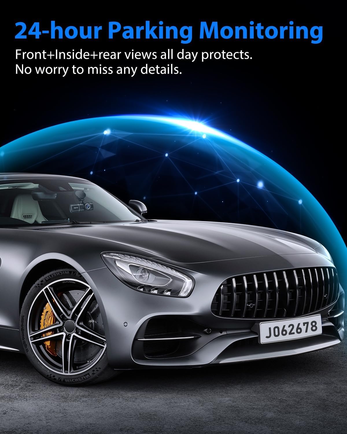 Dash Cam Front and Rear Inside, 3 Channel Dash Camera for Cars, 1080P Triple Dash Cam, Dash Camera with 32GB Card, Loop Recording, HDR, G-Sensor, 24Hr Parking