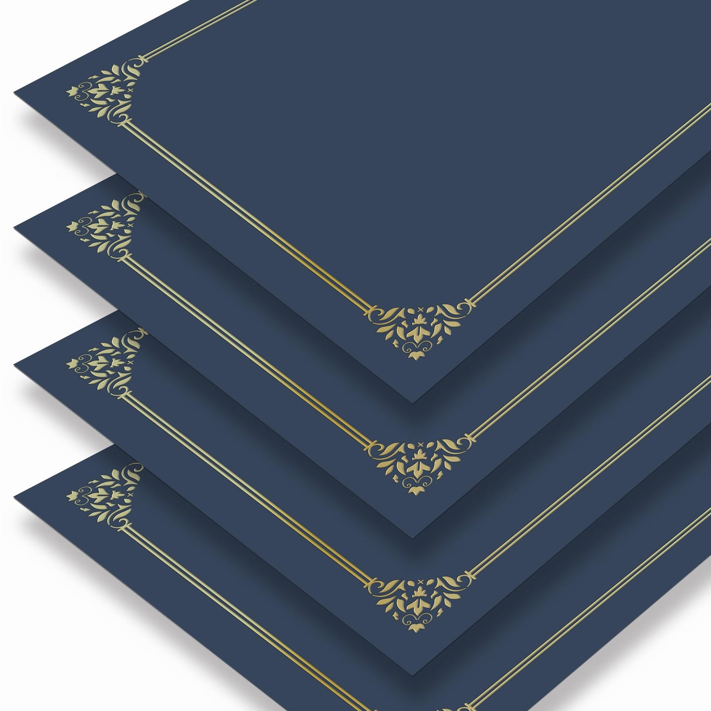 BELLE KR® Blue Certificate Holders 8.5 x 11, 100 Pcs - Used as Award Certificate Folders with Gold Foil Border for Letter Size 8.5" x 11" Certificates, Awards, Documents and Diplomas