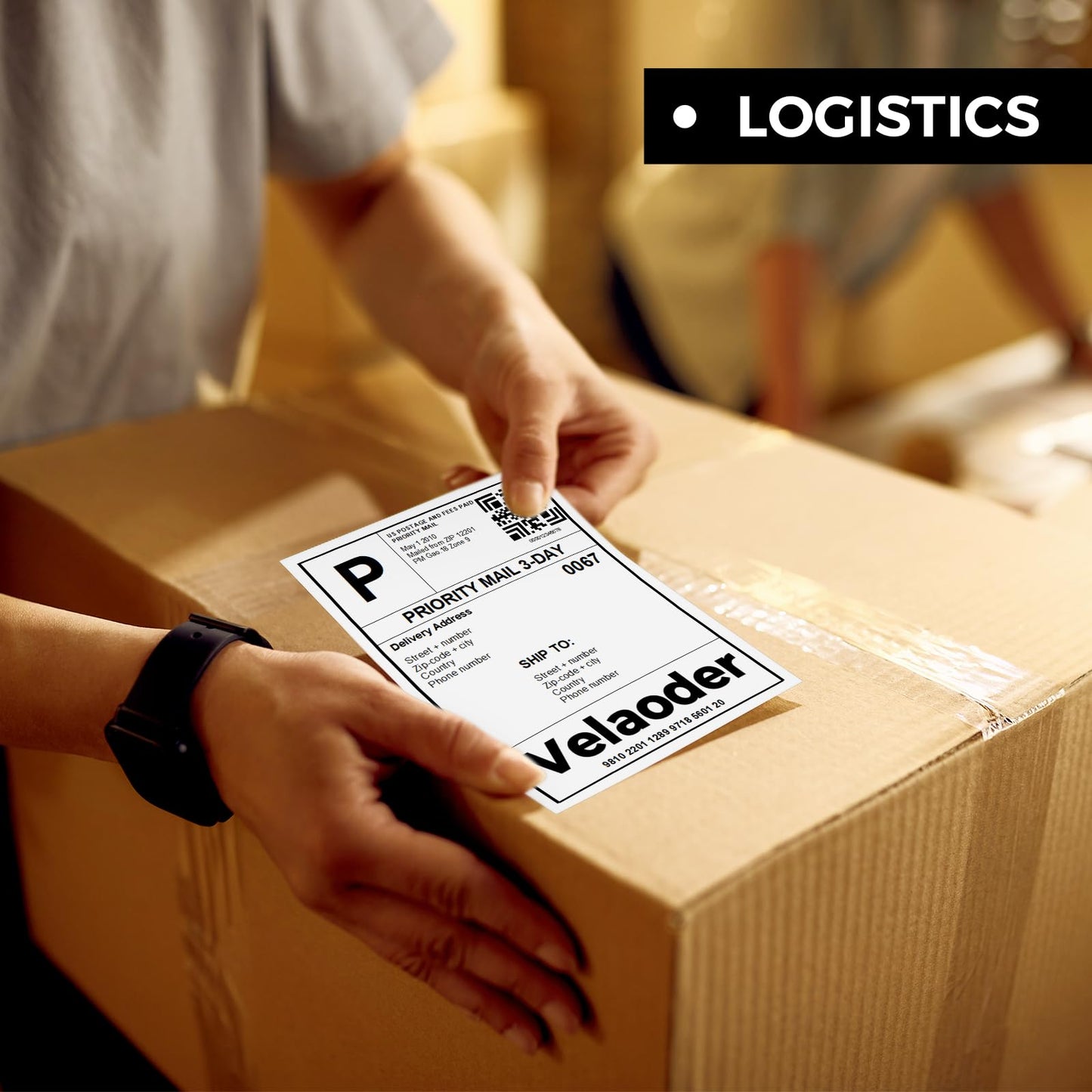 DK-2205 Shipping Labels Compatible with QL800-QL820NWB-QL810W - 2.4” x 100 ft, Includes 12 Rolls Continuous Labels with 1 Detachable Frame, Fit for Brother QL Printers