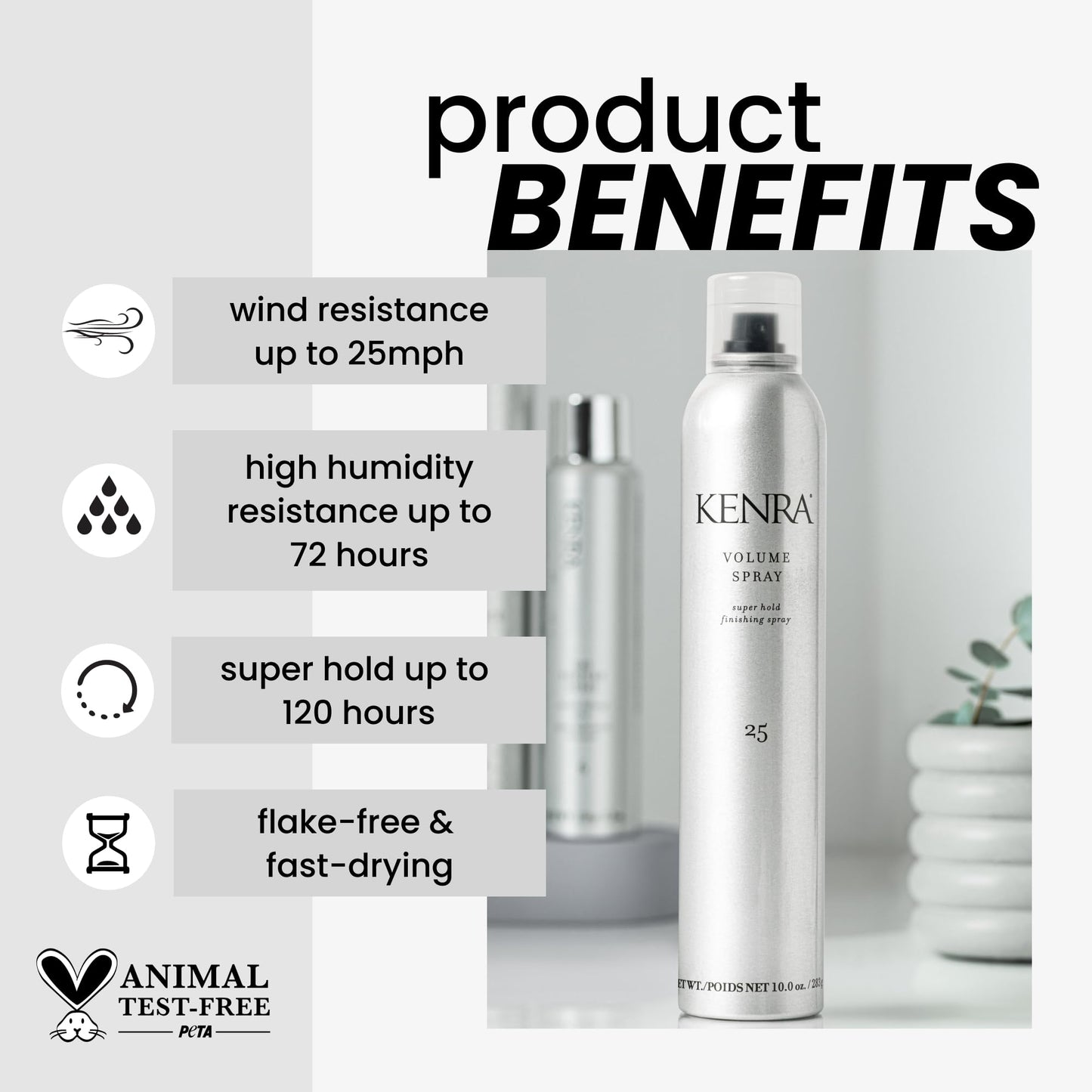 Kenra Volume Spray 25 50% | Super Hold Finishing & Styling Hairspray | Flake-free & Fast-drying | Wind & Humidity Resistance | All Hair Types | 16 oz