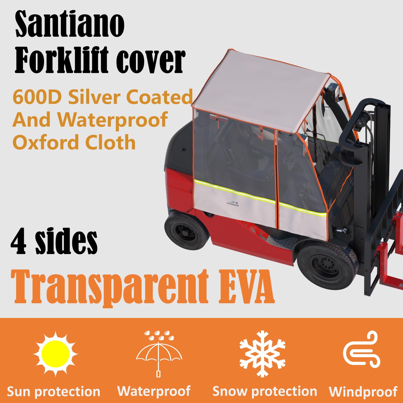 Santiano Forklift Cover,All-Weather Use, Multi-Functional, No Disassembly, Waterproof, Dustproof, Wind & Snow Protection,600D Oxford&EVA Eco-Friendly Material - Work Year-Round!Up to 6000 Lbs