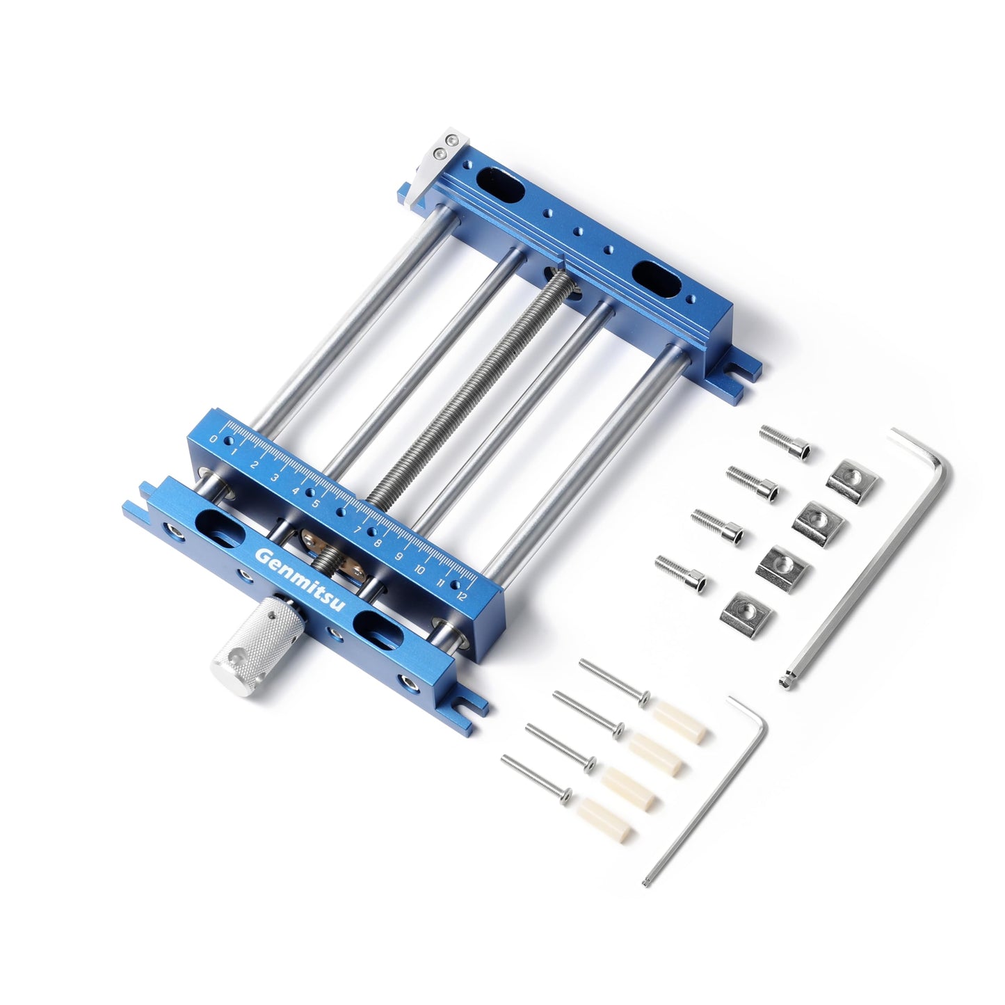 Genmitsu Upgrade Aluminum Bench Vise Clamp, High-Precision CNC Router Clamp for Unique Shaped Woodworking & Metalworking Milling Project, Size 9.4" x 6.6" x 1.6", Clamping Range 0-5.7"