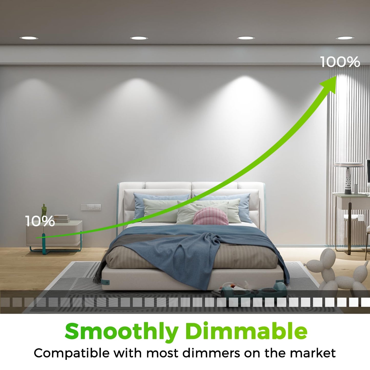 MAXvolador 6 Pack 6 Inch LED Recessed Ceiling Light with Junction Box 1200LM High Brightness, 2700K-6000K 5CCT Dimmable, 12W Ultra-Thin Canless Wafer Downlight