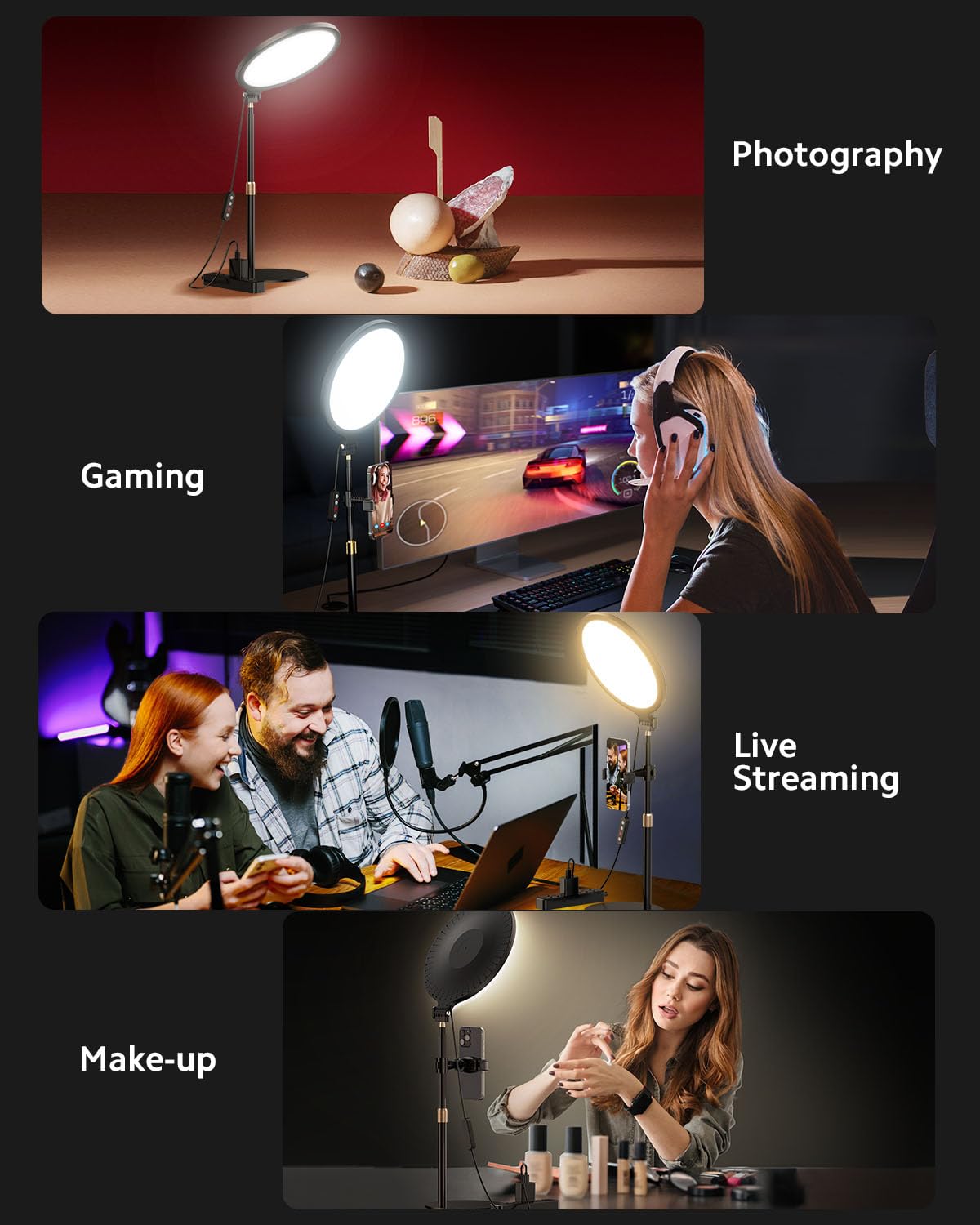 Ring Light with Stand for Zoom Meetings, 360° Rotate 10.5" Zoom Lighting for Computer Video Conference Light Desk Light, LED Full-Screen Zoom Light with Phone Holder for Live Streaming, Video Call