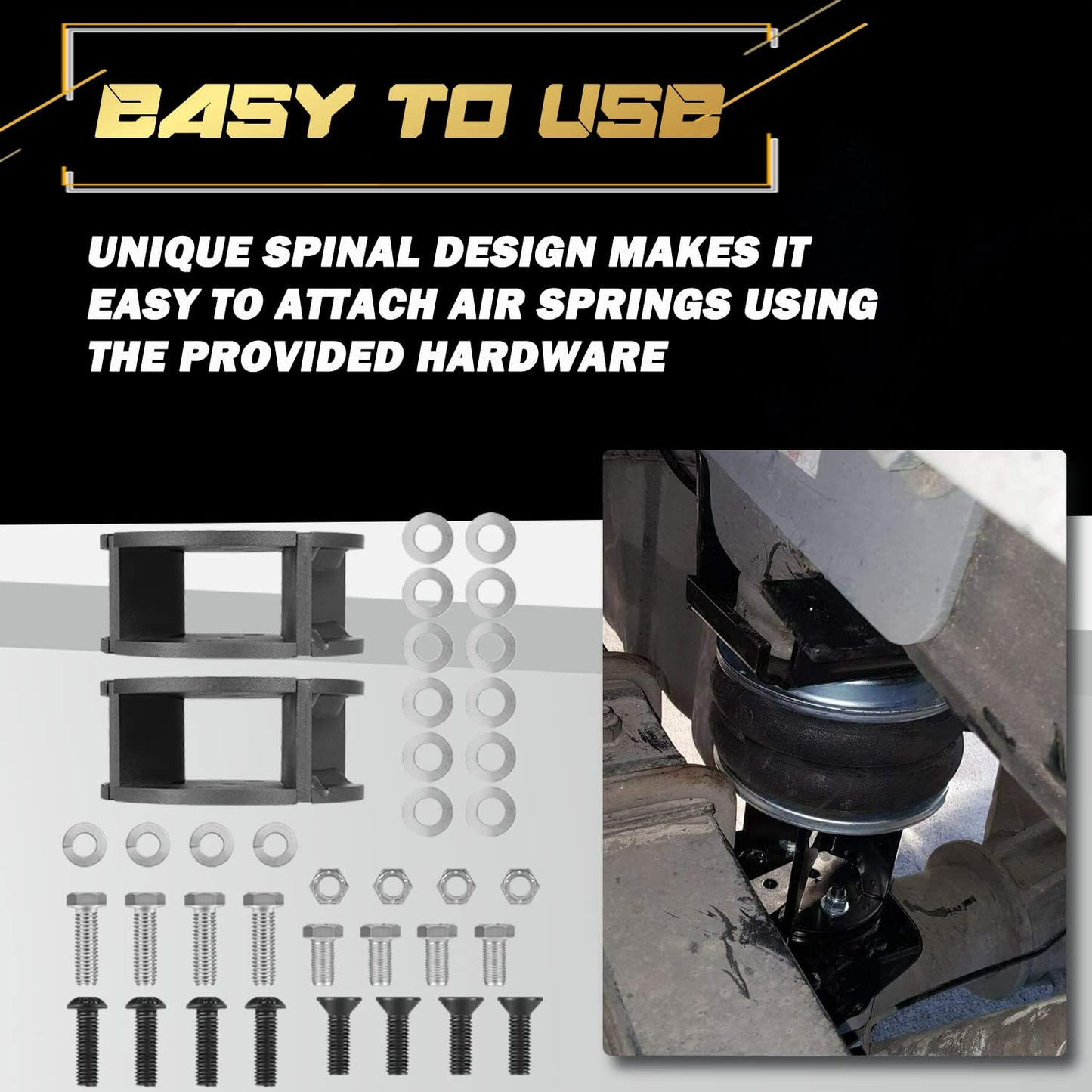 52420 2" Air Bag Lift Universal Air Spring Spacers Kit for Most Lift Kits
