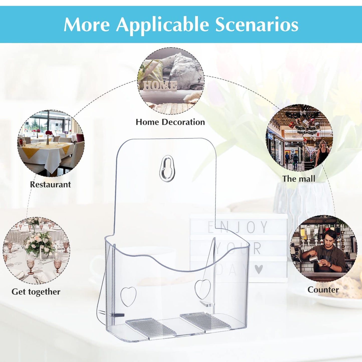 Chinco 10 Pieces 6 x 8 Inches Acrylic Brochure Holder Bulk, Clear Literature Holder Plastic Flyer Display Stand for Pamphlet Vendors Magazine Document Booklet Menu Trifold Wedding Party