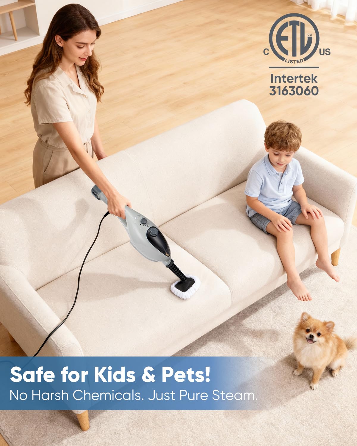 CYK Steam Mops for Floor Cleaning, 12 in 1 Handheld Steam Cleaner for Home, Floor Steamer for Hardwood Floors and Tile(Grey-grey)