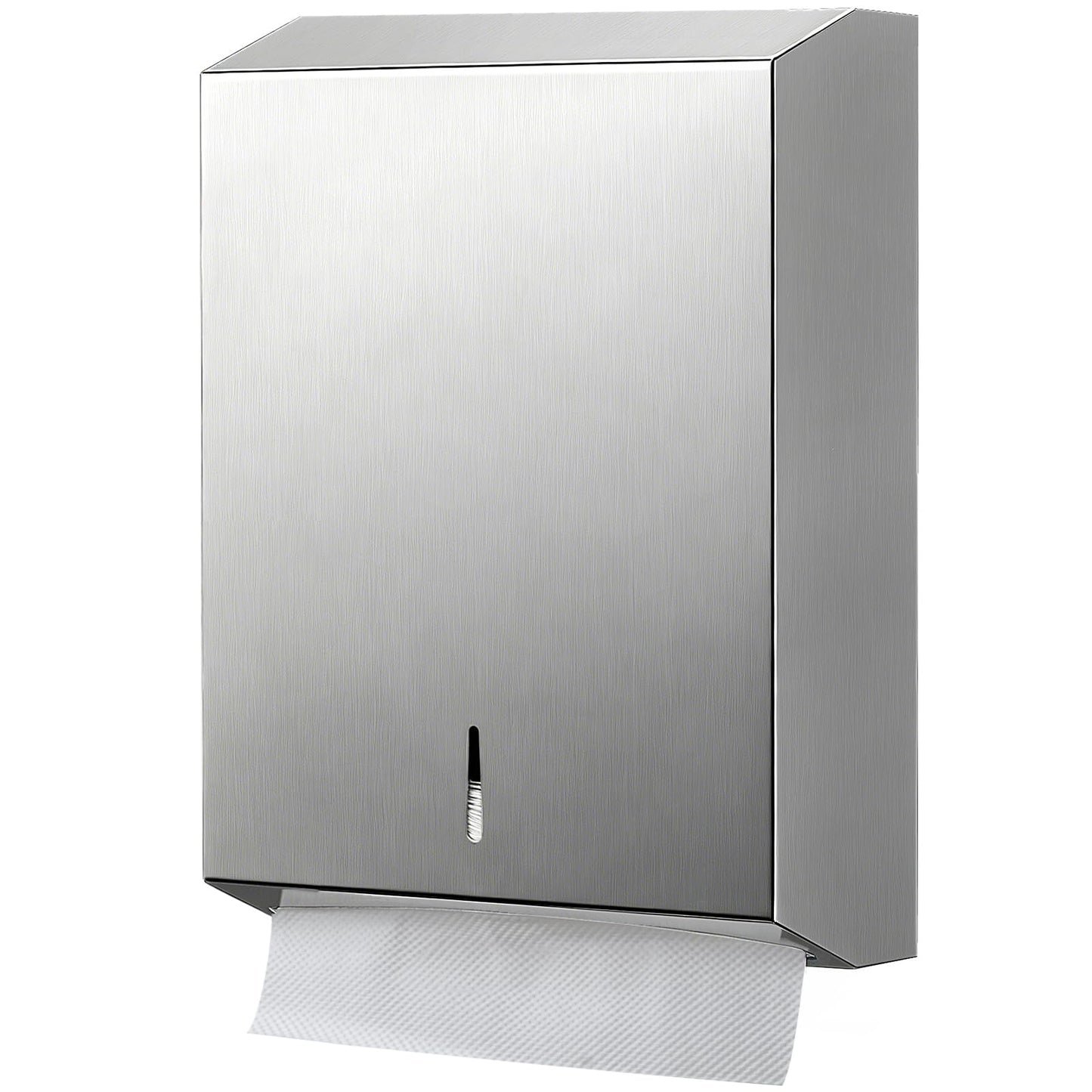 Paper Towel Dispenser Wall Mount, Keyless Magnetic Closure, Brushed Stainless Steel Bathroom Paper Towel Holder, Holds 500 Multifold or 400 C-Fold Towels, Ideal for Bathroom, Kitchen & Home