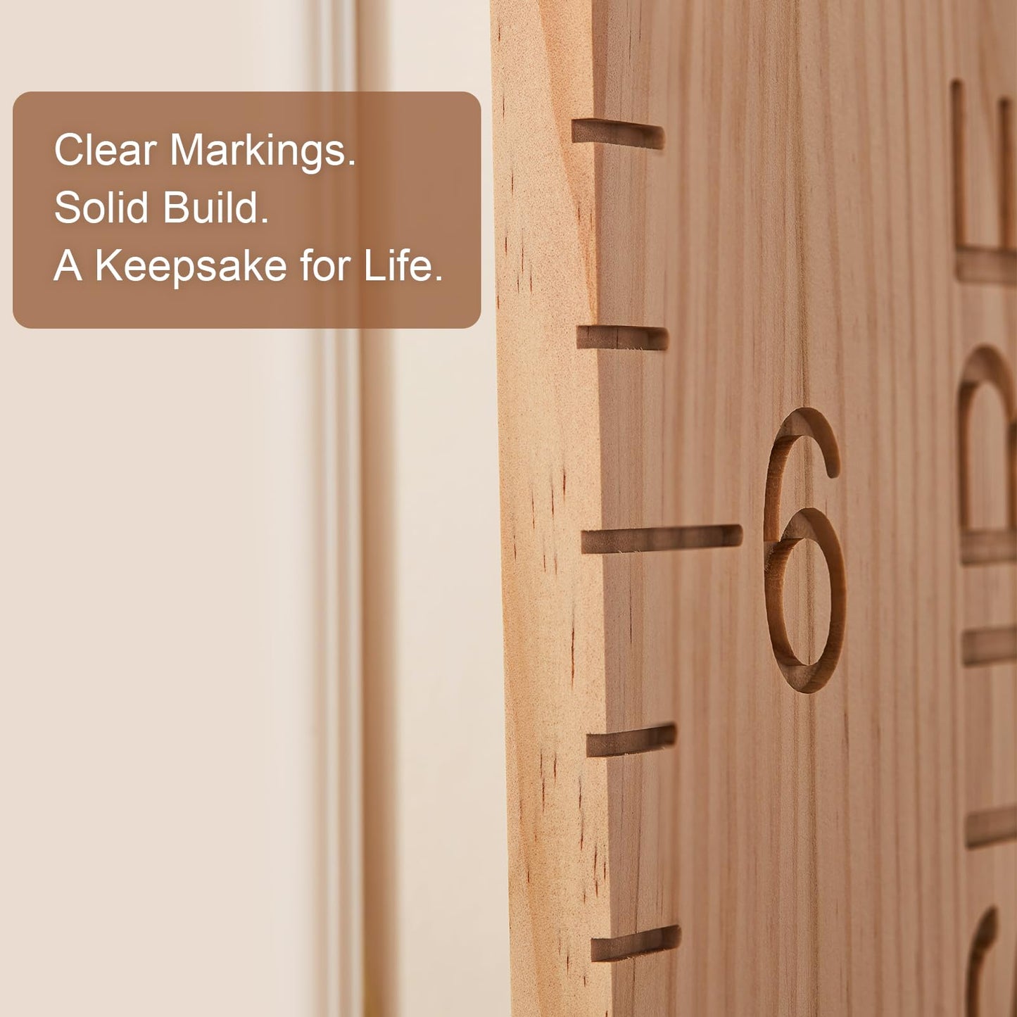 One-Piece Height Chart for Kids, Solid Wood Growth Chart for Wall Measurement Board for Nursery Wall Decor