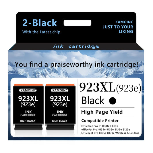 923e 923xl Black Ink Cartridges Replacement for hp923 923e Black Ink cartridges for OfficeJet Pro 8135e 8130e 8139e 8138e 8122e 8120 8124e 8125e 8130 8132e 8134e Printer （2Black）