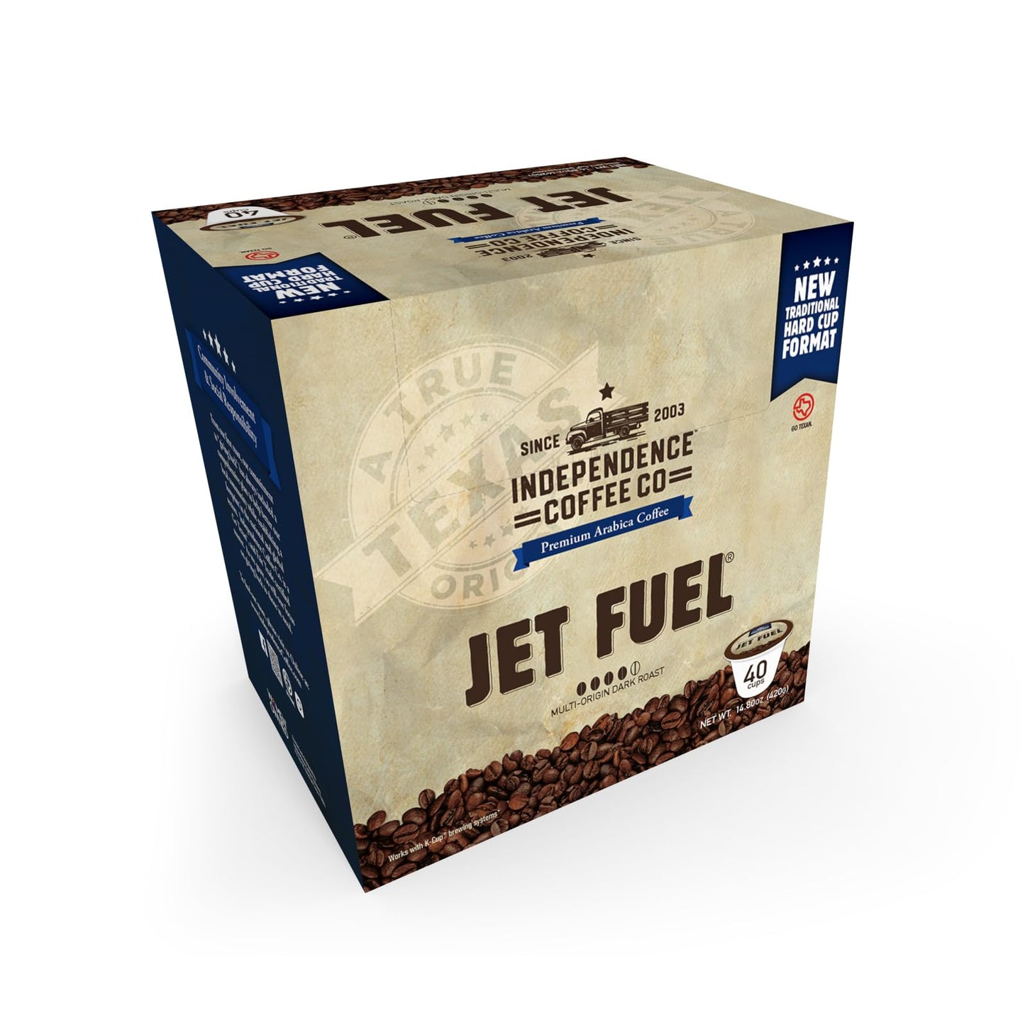 Independence Coffee Co. Jet Fuel Intense and Heavy Body, Dark Roast, Single Serve Coffee K Cup Pods, 40 Count