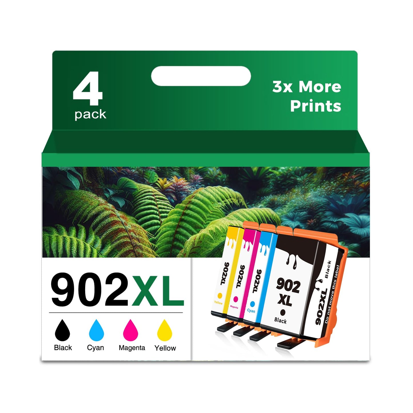 902XL Black Color Combo Pack Ink Cartridges for HP Printer 6978 6968 Compatible for HP 902 HP902 XL HP902XL to OfficeJet 6958 6970 6960 6975 6962 6950 6954 6951 6956 6961 6963 6964 Cyan Magenta Yellow