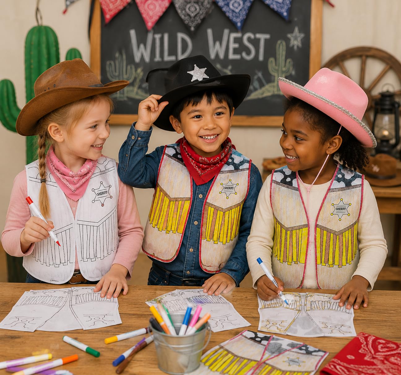 Fun Express Color Your Own Western Vest - Craft Kits - 12 Pieces