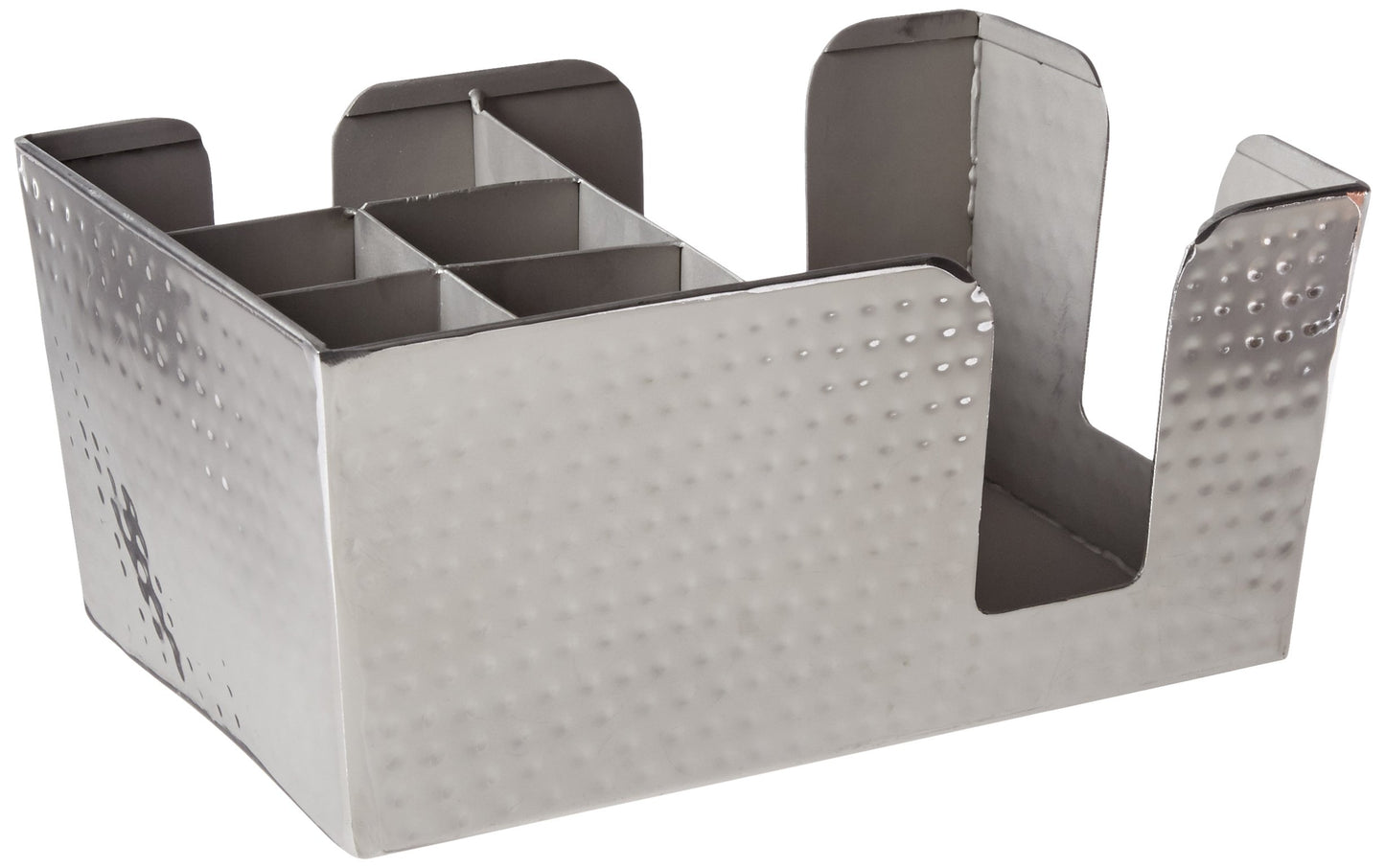 American Metalcraft HMBAR8 Hammered Stainless Steel Bar Caddy with 6 Compartments, Silver