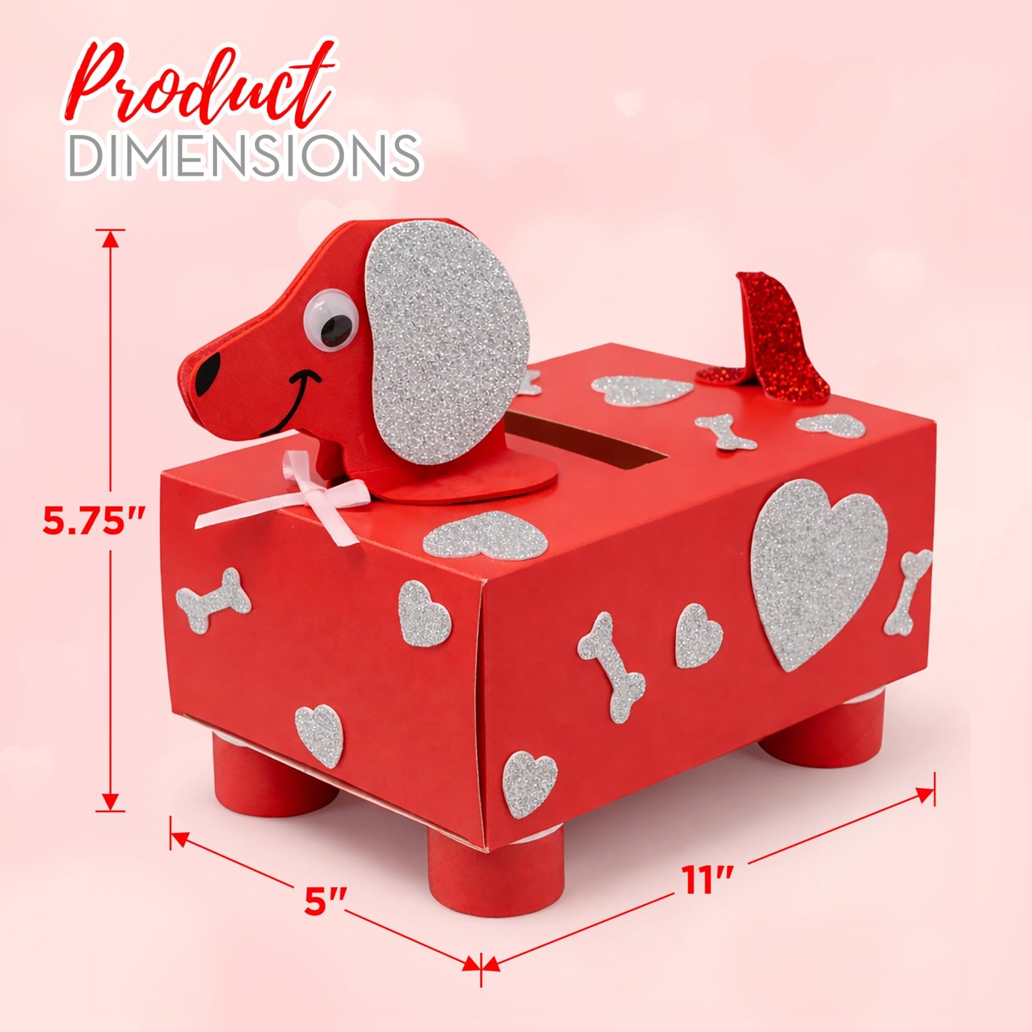 4E's Novelty 2 Pack DIY Valentines Mailbox Craft Valentine's Day Card Exchange Dog Puppy Box for Kids, Mail Box Crafts for Kids Girls Boys - DIY Valentines Card Box