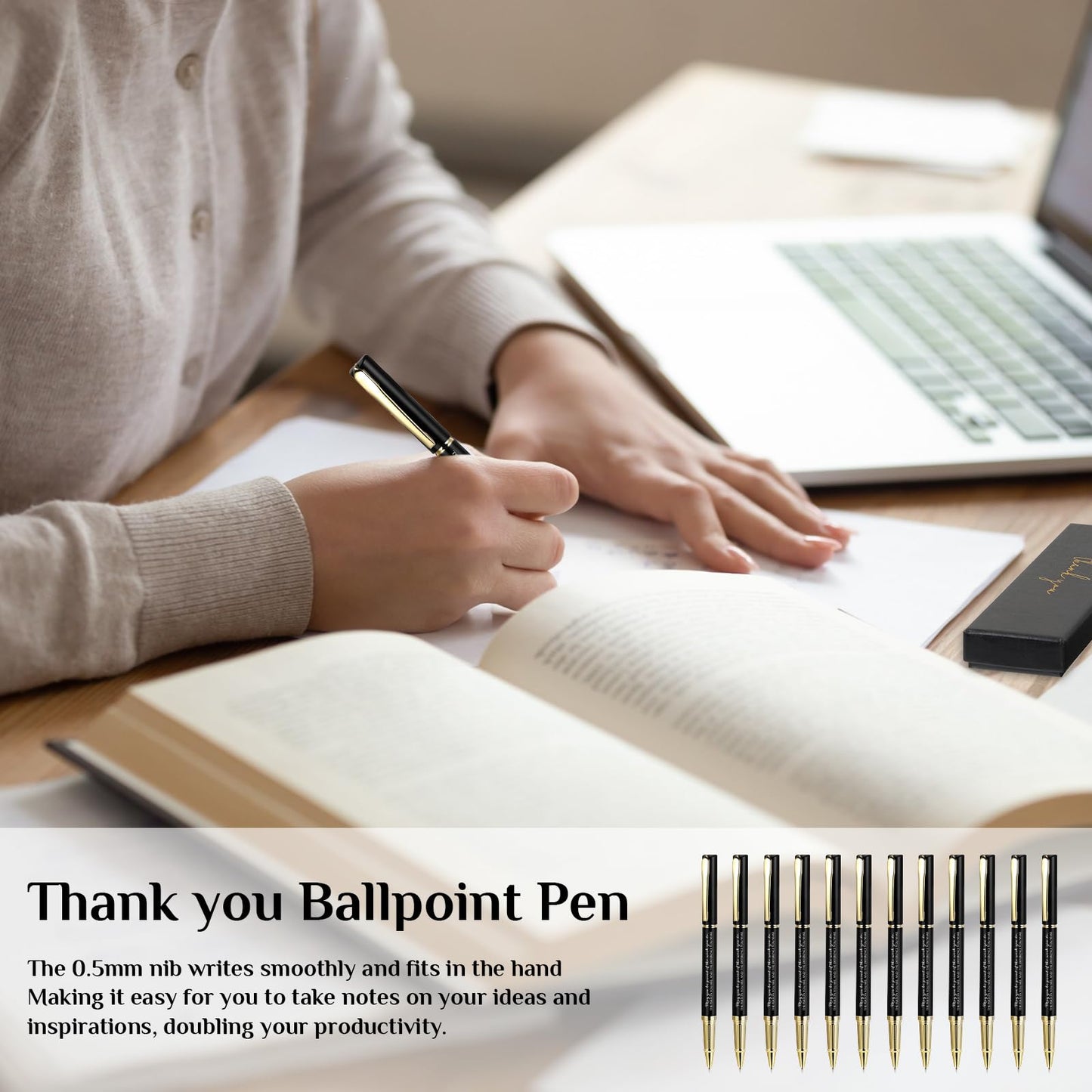 PerKoop 30Set Fathers Day Thank You Pen Employee Appreciation Ballpoint Pen with Engraved Inspirational Quote with Box for Teacher CNA Week End of Year Graduation Gift Black Ink(Black,Difference)