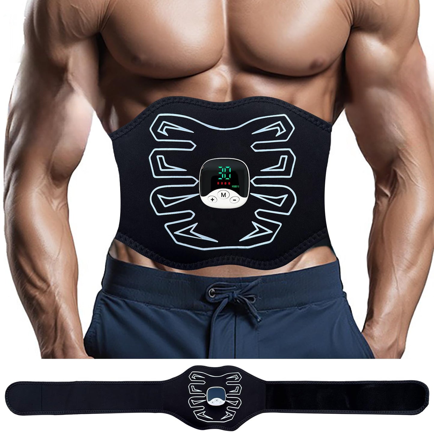 Innocareer Abs Stimulator, EMS Muscle Stimulator for Gym Home Office, Abdominal Toning Belt Electric Ab Stimulator for Men Women