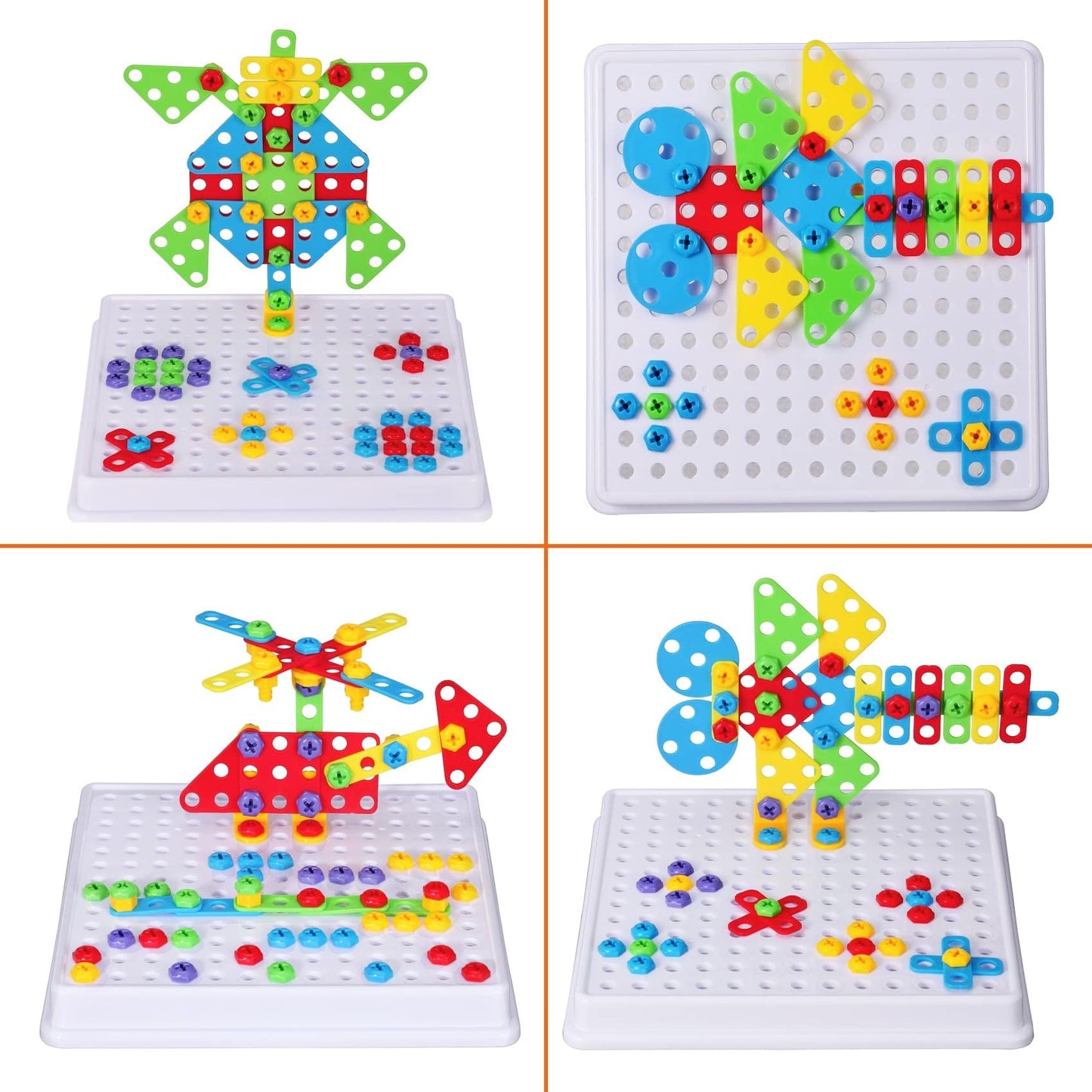Creative Building Toys Mosaic Drill Set, Power Tools for Kids with Screwdriver Toy, Workshop Games for 3 4 5 6 7 8 Years Boy and Girl, Educational Toy