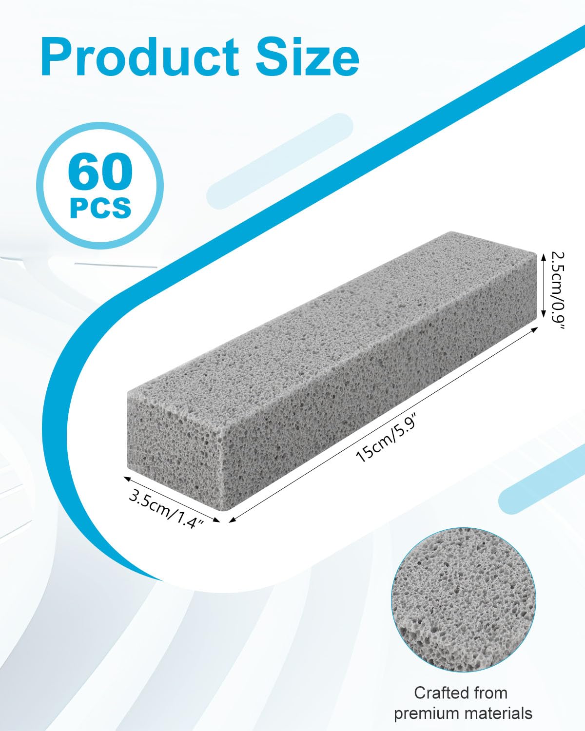 AOKLIT 60 Pcs Pumice Stone for Toilet Cleaning Bowl, Pumice Scouring Stick Pad Hard Water Stain Remover,Cleaning Stones for Toilet, Stove, Oven, Bathroom, Grill, Kitchen, Sinks