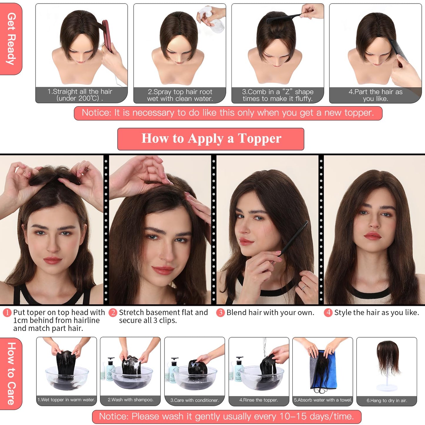 Uaismewow Hair Toppers for Women Real Human Hair Grey Hair Toppers Clip in Hair Toppers Human Hair Remy Hair Toppers for Women with Thinning Hair Real Human Hair 10inch Hair Toppers for Women