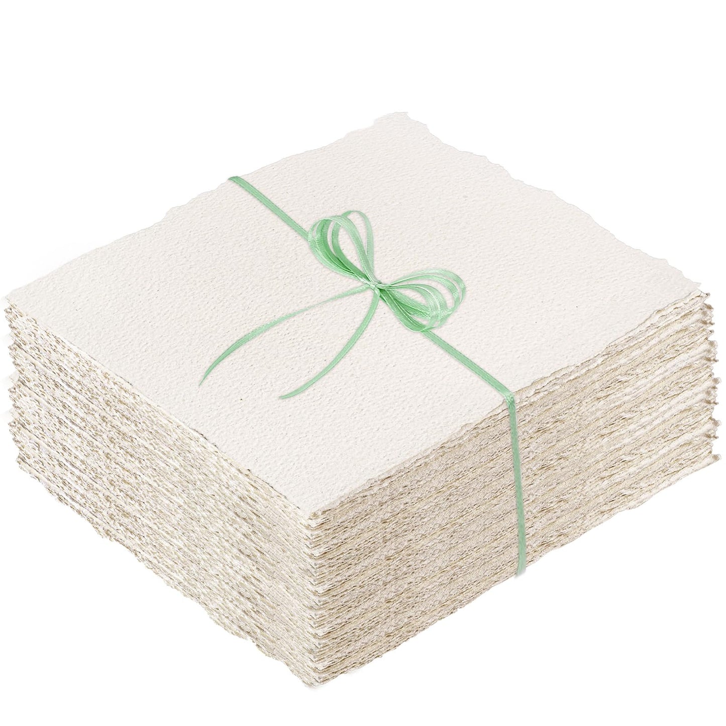 100 Sheets Deckled Edge Paper 8.5x11 inches, 160 GSM Handmade Paper, Rough/Textured Watercolor Paper for Wedding Invitations, Greeting Cards, Handmade Crafts