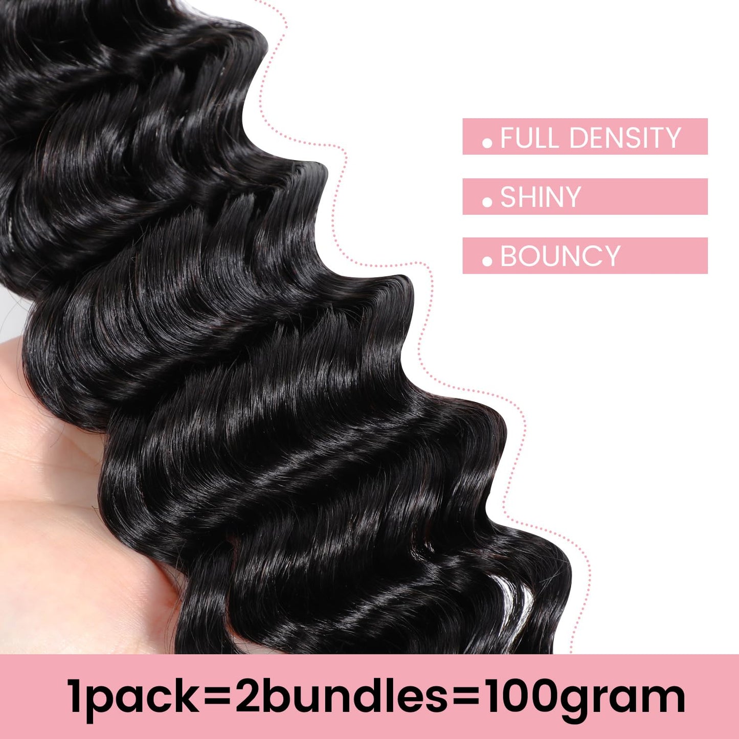 Urbeauty Human Braiding Hair Deep Wave Bulk Human Hair for Braiding, Curly Human Hair for Boho Knotless Braids, Boho Box Braids/Locs/Twist Goddess Gypsy 100% Unprocessed Virgin Human Hair 18 Inch