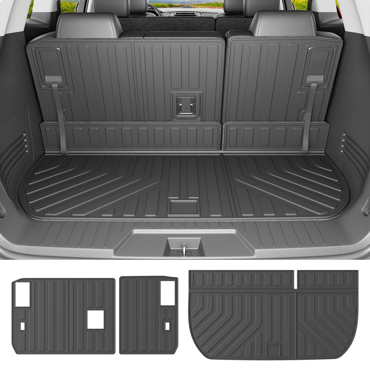 powoq Cargo Mat Compatible with 2009-2017 Chevy Traverse Trunk Mat 2008-2017 Buick Enclave Cargo Liner Trunk Liner Back Seat Protector Replacement for 2009-2017 Chevy Traverse Accessories