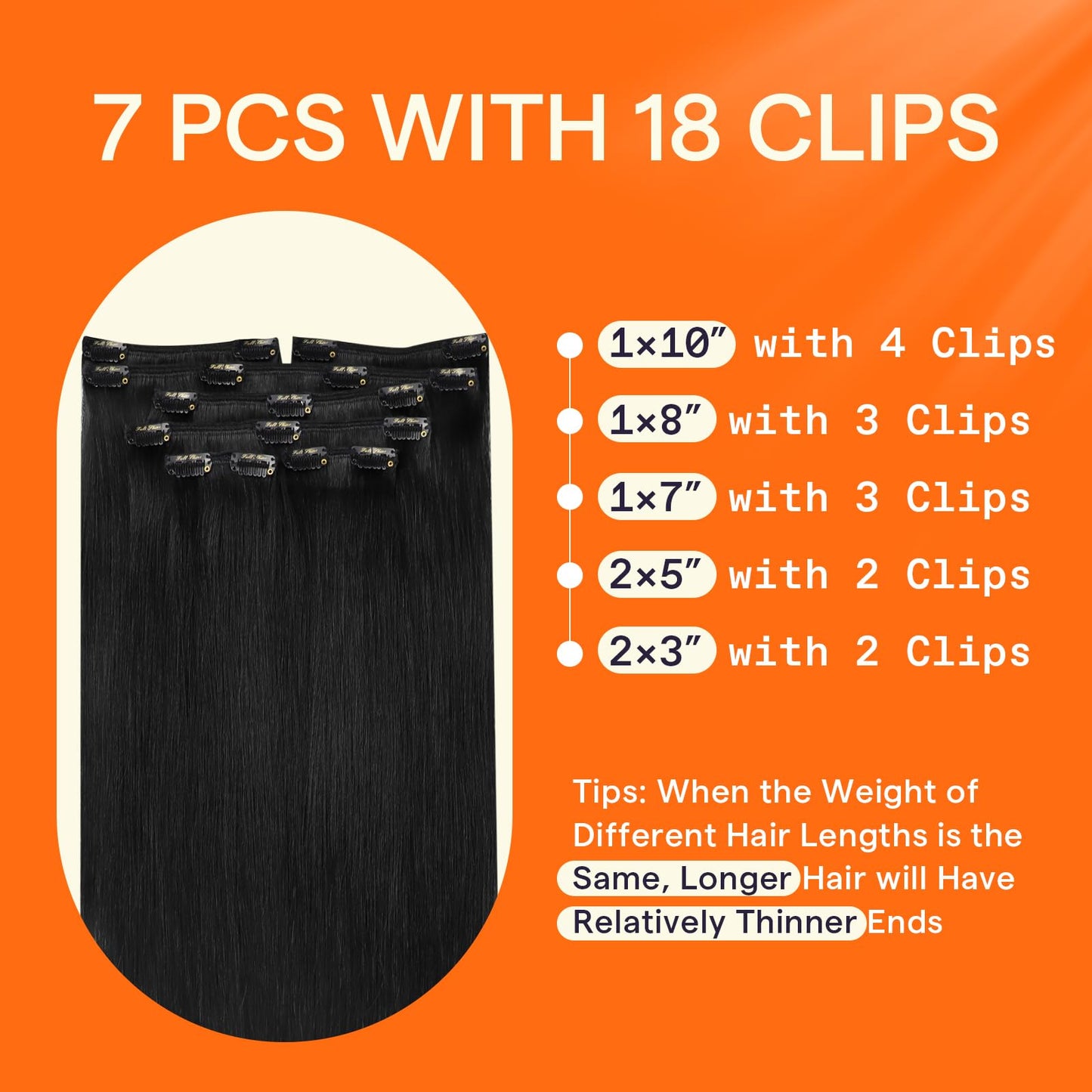 Full Shine Black Clip in Hair Extensions 24 Inch Remy Hair Extensions Clip in Human Hair Jet Black Natural Hair Clip in Extensions for Long Hair Black Hair Extensions 7 Pieces