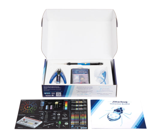 Learn to Solder Kits Jitterbug Deluxe Kit | DIY Soldering Kit for Beginners | Electronics Projects for Students & STEM Classes | Tools Included
