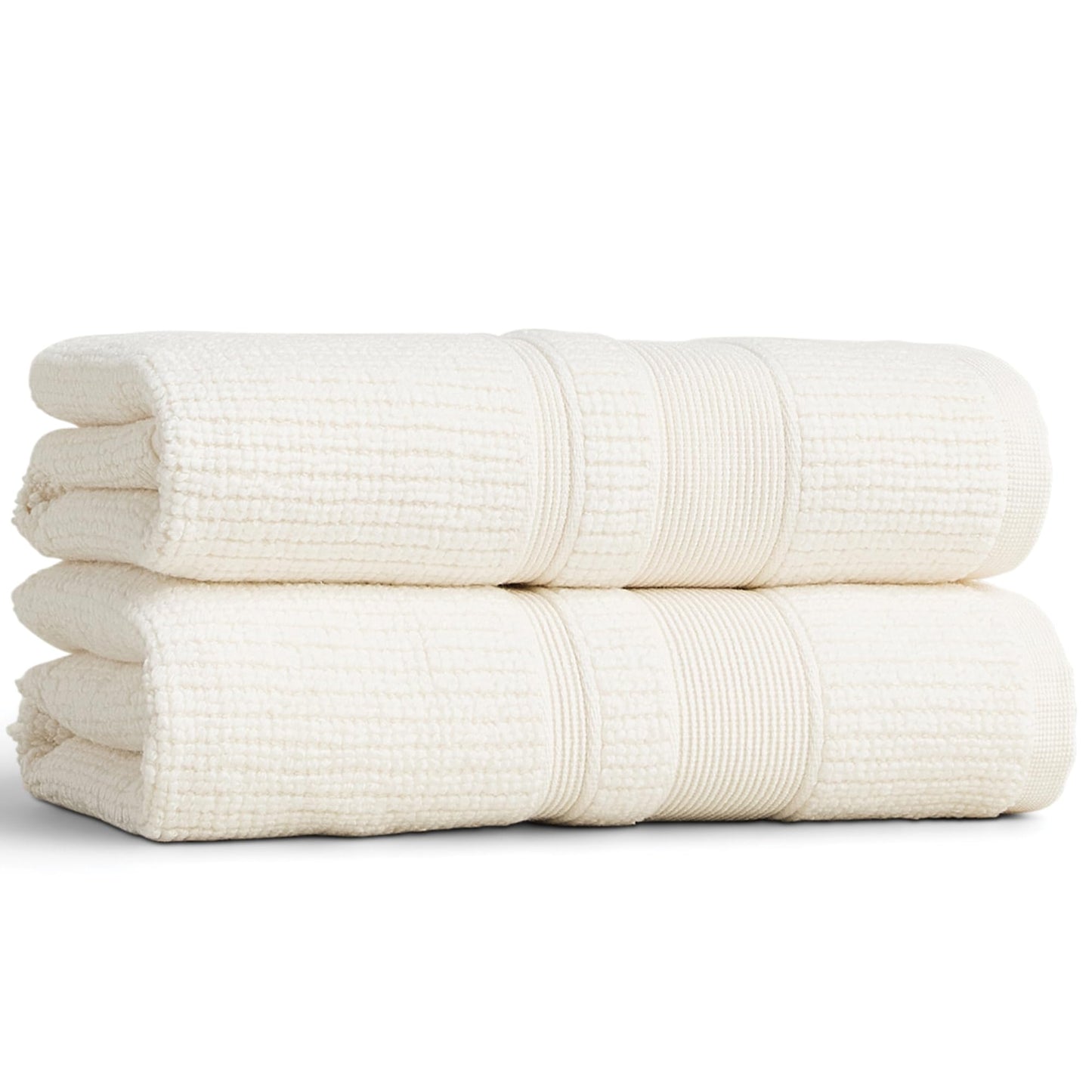 Preston Lane Douro Hand Towel Set – 2 Pack Luxury Cotton Towels, Ultra Soft & Absorbent, Quick-Dry Spa-Quality Bathroom Towels, Made in Portugal, Alabaster 18.5 x 27.5