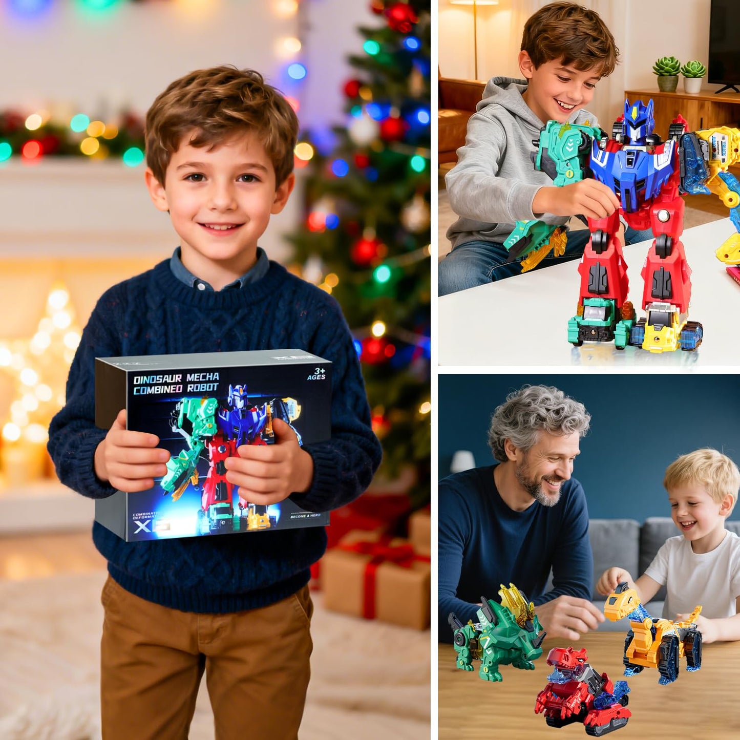 VEAIS - Magnetic Transformation Dinosaur Robot Toys, 6 in 1 Transformer Robot Toy for Kids, Easy Assembly Function, Robot Construction Vehicle Set for Kids