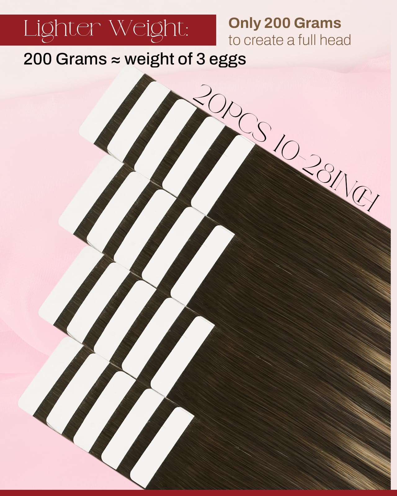 Moresoo Tape in Human Hair Extensions Ombre Tape in Extensions Human Hair Balayage Brown to Caramel Blonde with Brown Hair Extensions Tape in Real Human Hair Extensions 18 Inch #4/27/4 20pcs 50g