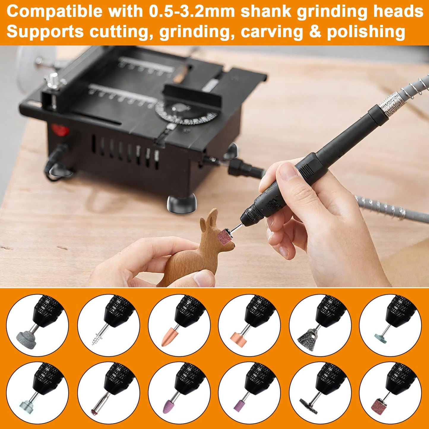 Mini Table Saw, M-T Multi-Functional Desktop Portable Table Saw for Crafts with Adjustable Speed & Angle, All-in-One Cutting, Sanding, Engraving & Drilling Tool for Wood, Acrylic, Plastic, PCB