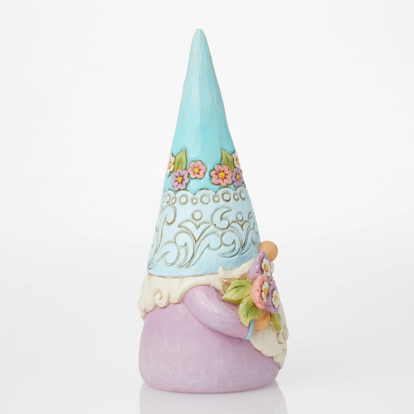 Enesco Jim Shore Heartwood Creek Gnome Holding Flowers Figurine- Stone Resin Hand Painted Crafted Collectible Decorative Gnomes Figurines Home Decor Statue, 7 Inch