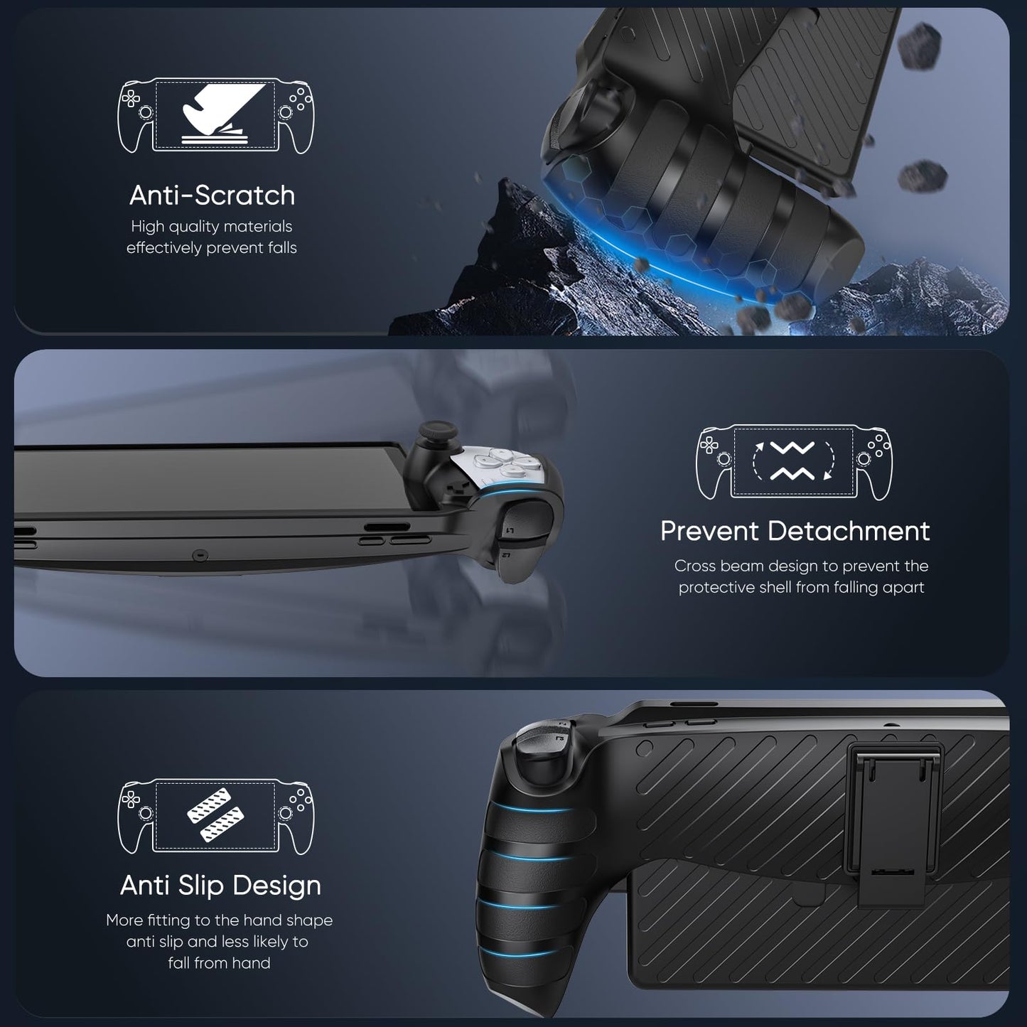 10 in 1 Accessories Kit for Playstation Portal, KOVA Carrying Case & TPU Skin Cover with Kickstand for PS5 Portal Console, Travel Shell with 2* Screen Protector & 4* Thumb Grip for PS Portal Handheld