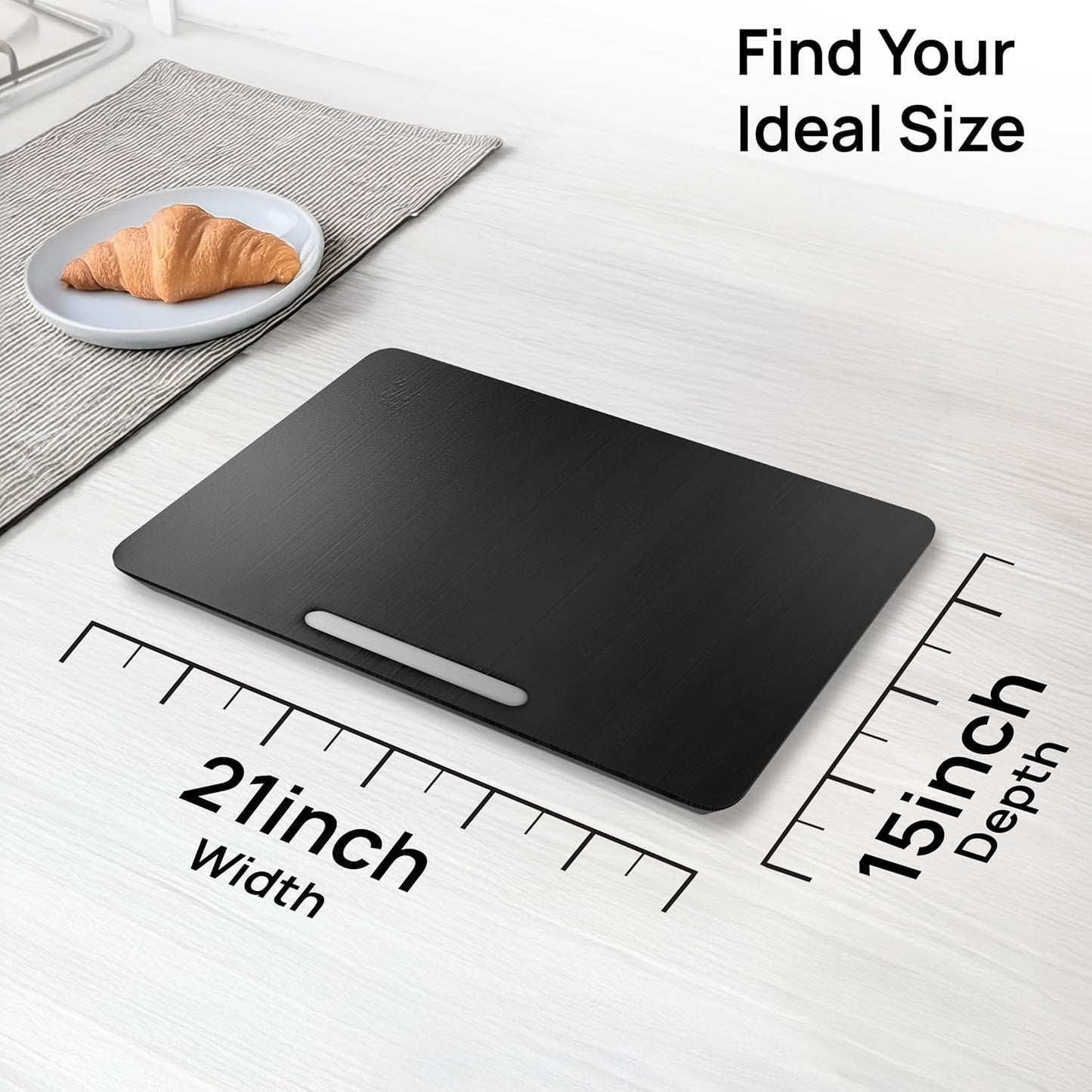 Ibyx Elegant Appliance Slider - Sliding Tray for Coffee Maker & Heavy Kitchen Appliances, Easy Slide, Made of Premium Bamboo, Space-Saving Kitchen Organizer, 40 lb Capacity, Black - 21 x 15 Inch