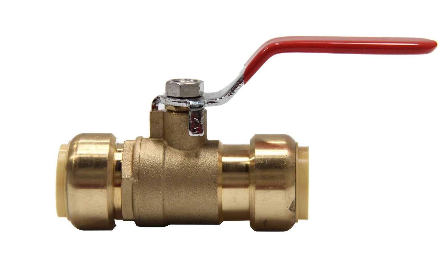 (Pack of 10) EFIELD 3/4 Inch Push-Fit Full Port Ball Valve for Hot and Cold Water 5 Pieces Each with a Disconnect Clip Tool, UPC Certified,(PF-VALVE011)