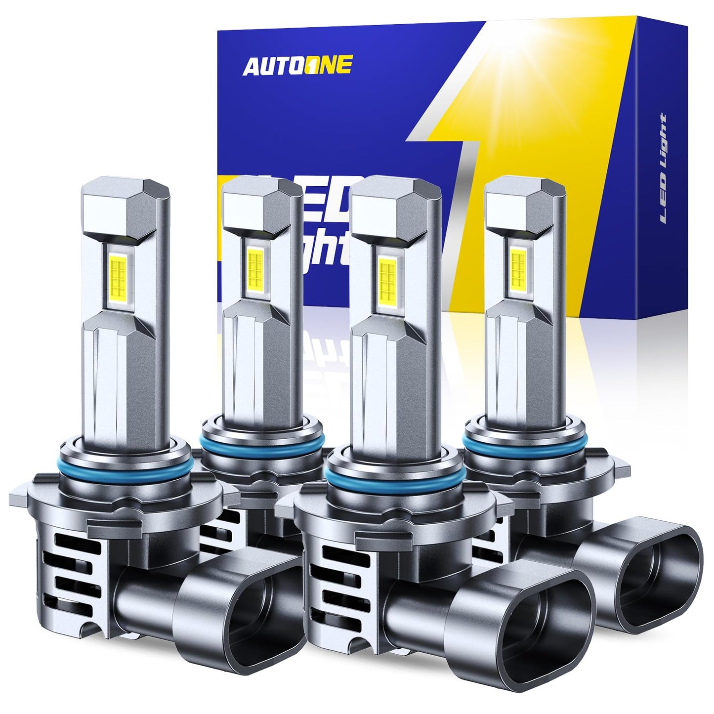 AUTOONE 9005 9006 LED Bulbs Combo, 80000LM 900% Ultra Bright, 6500K Cool White 1:1 Mini Halogen Size HB3 & HB4 Accessory Fog Light, Non-polarity Plug and Play, Pack of 4