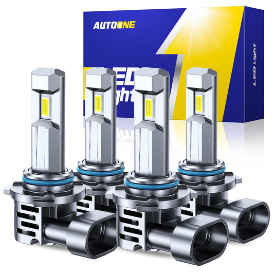 AUTOONE 9005 9006 LED Bulbs Combo, 80000LM 900% Ultra Bright, 6500K Cool White 1:1 Mini Halogen Size HB3 & HB4 Accessory Fog Light, Non-polarity Plug and Play, Pack of 4