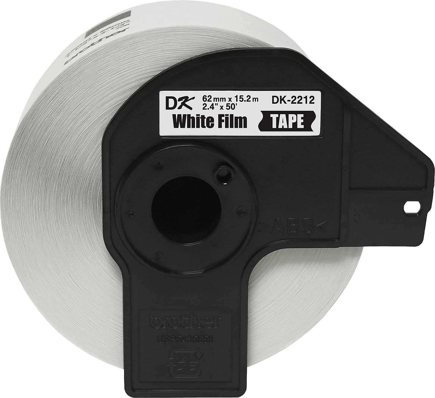 Brother Genuine DK-2212 Continuous Length Black on White Film Tape for Brother QL Label Printers, 2.4" x 50' (62mm x 15.2M), 1 Roll per Box, DK2212,Black/White