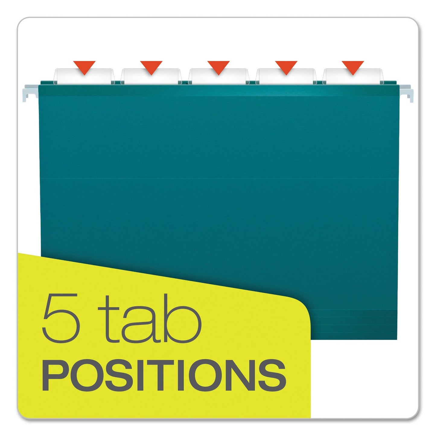 Pendaflex Reinforced Hanging File Folders, Letter Size, Teal, 1/5 Cut, 25/BX (4152 1/5 TEA)