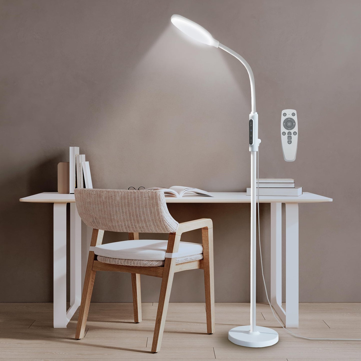 PRIMETEK Happy Light 10000 Lux Mood Lamp, Dual Control Remote,Touch Screen Sad Lamp, Adjustable LED Floor Lamp, UV-Free Sun Light, 5 Color Temperatures 10 Brightness Levels Happy Lights