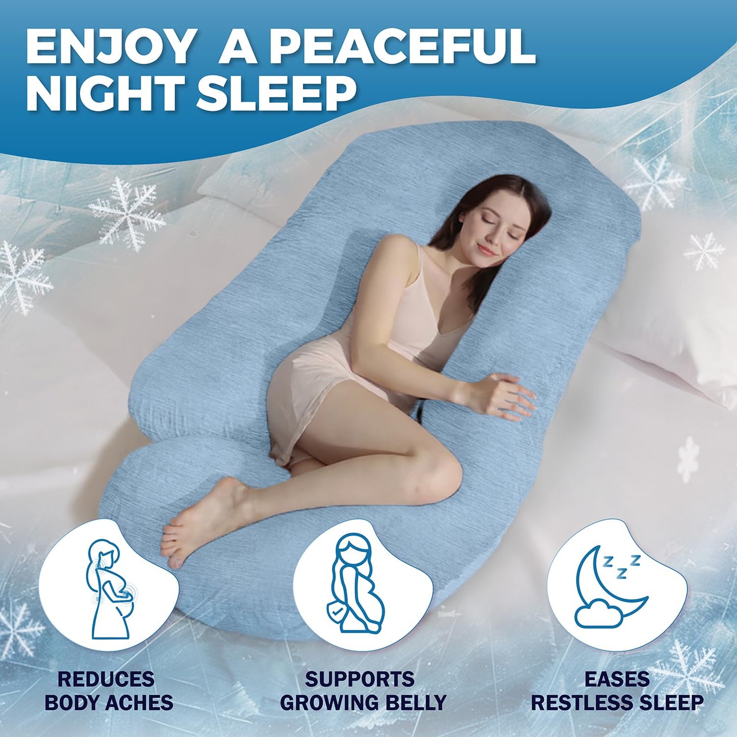 PILLANI Pregnancy Pillows for Sleeping - V C U Shaped Full Body Pillow with Removable Cover, 57inch Cooling Maternity Pillow for Pregnant Women, Support for Back Belly Legs Hip - Pregnancy Must Haves