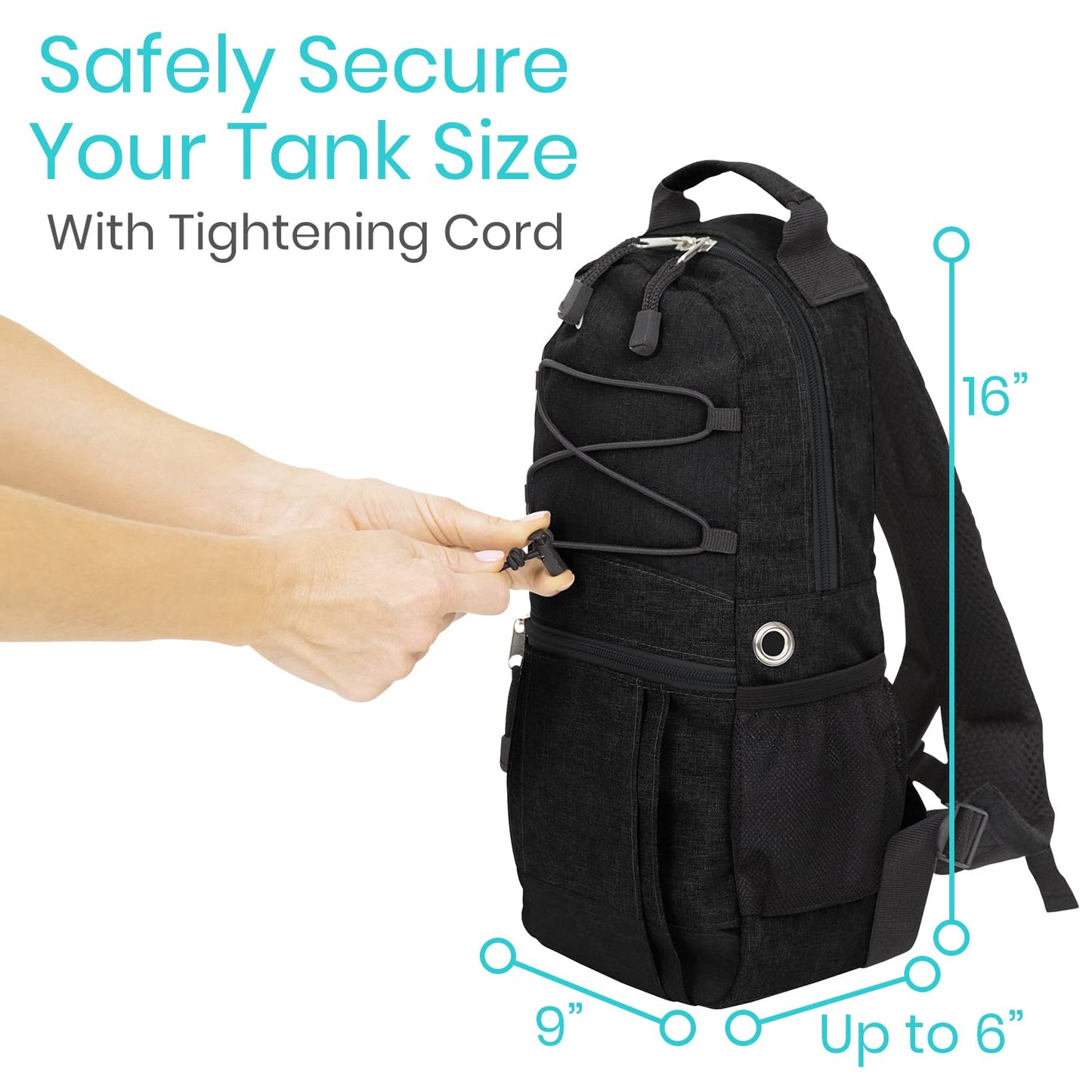 Vive Oxygen Tank Holder Bag - Portable Cylinder Backpack for Wheelchair & Walker - Adjustable Tank Carrying Accessories Bag for Shoulder, Rollator Walker, Scooter, Travel - Fits A, B, C, M2, ML6, M7