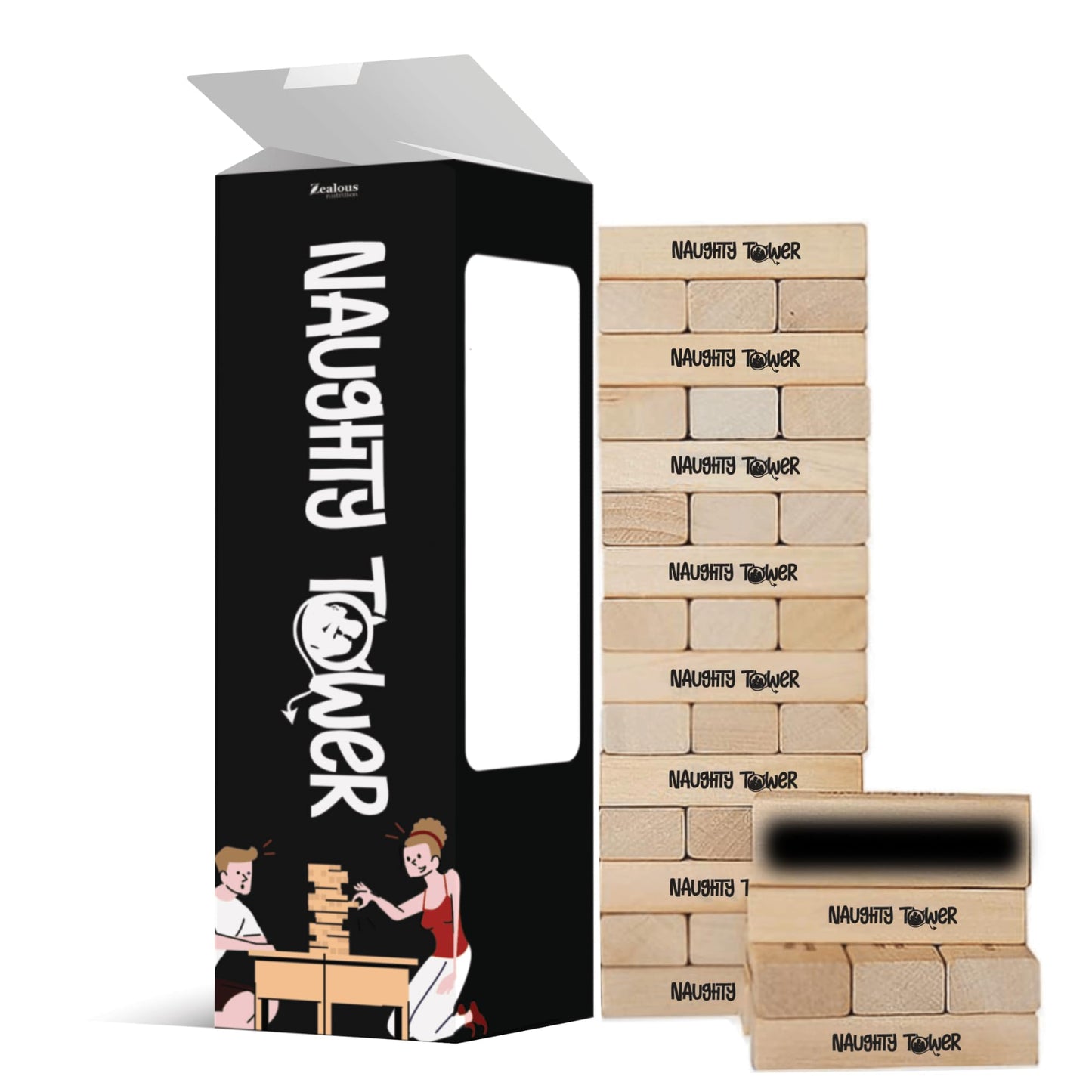 Naughty Tower Questions Game - 54 Fun Conversation Starters - Commands for Game Nights, Date Nights, & to Deepen Connections - A Spin on Fun Classic Games Like Tumbling Wooden Block Tower Games