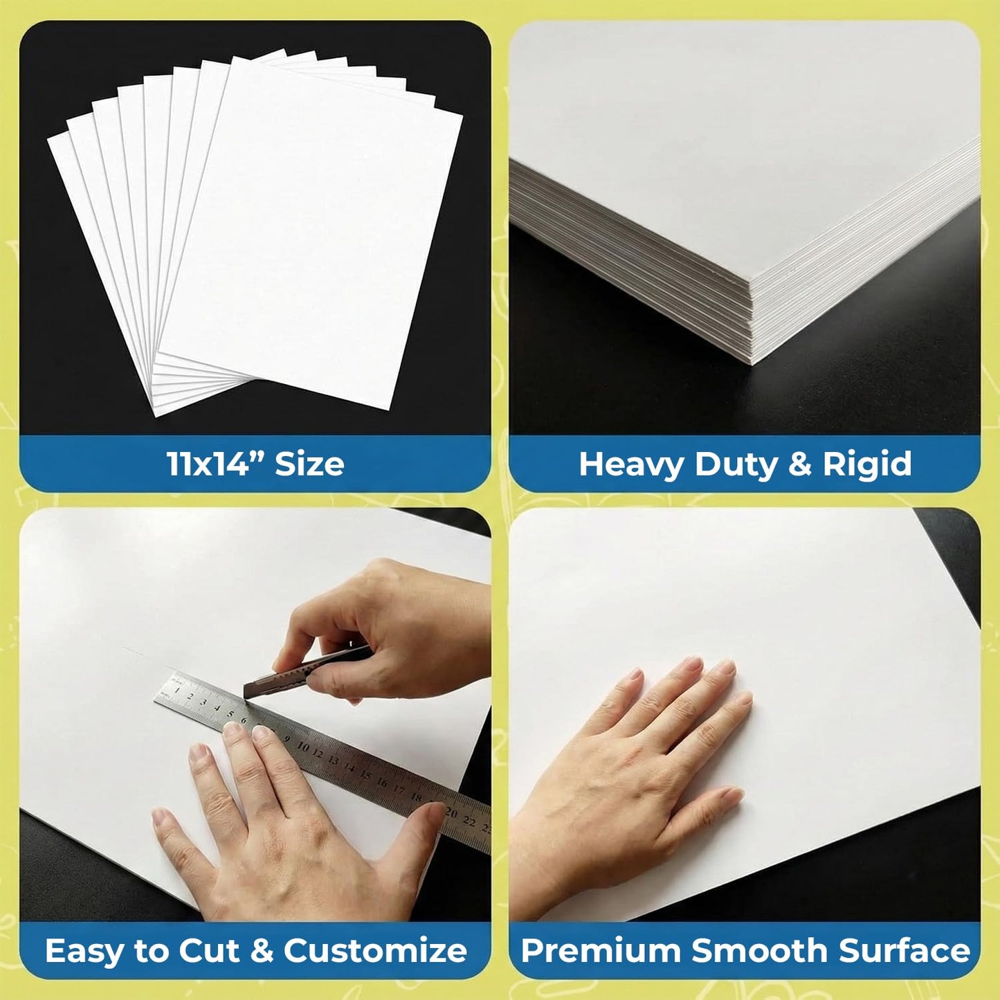 Rosmonde Bulk Poster Boards 100 Pack, Thick 11"x14" White Posterboards Sheets, Premium Thick Board, Poster Board Paper For Classroom Projects, Vision & Display Boards For School & Office Presentations